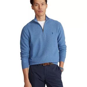 Polo Ralph Lauren Blue Textured Zip Sweater Sz S NWT
